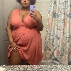 Salmon colored dress with side cut outs